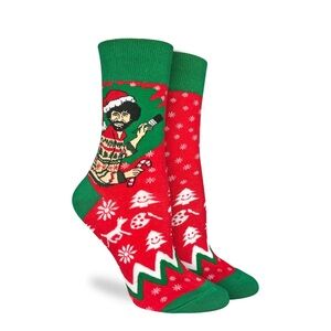 Good Luck Sock Women's Bob Ross Christmas Socks, Red/Green, Medium - NWT